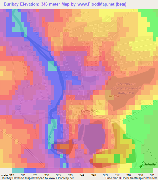 Buribay,Russia Elevation Map