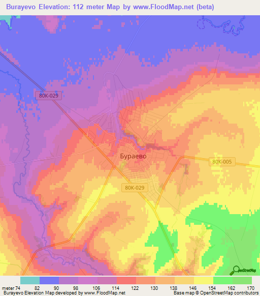 Burayevo,Russia Elevation Map