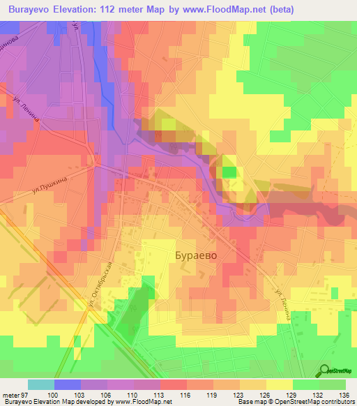 Burayevo,Russia Elevation Map