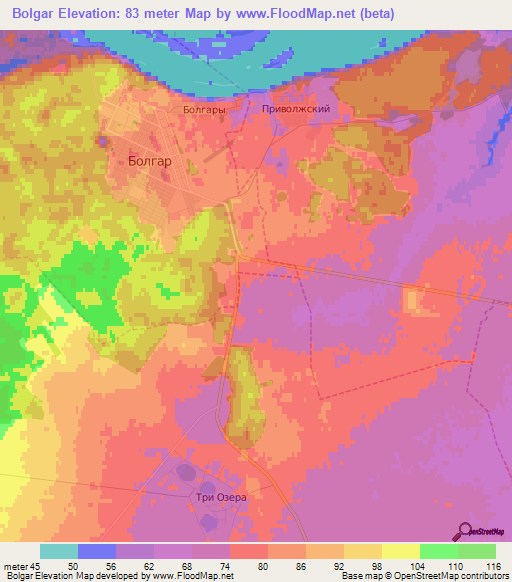 Bolgar,Russia Elevation Map