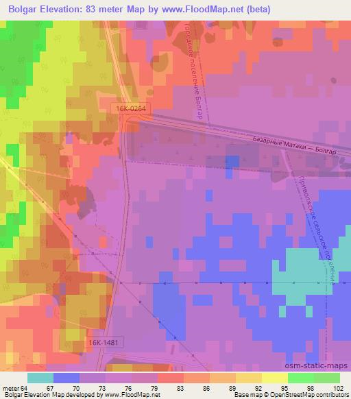 Bolgar,Russia Elevation Map
