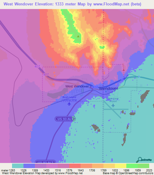 Elevation of West Wendover,US Elevation Map, Topography, Contour