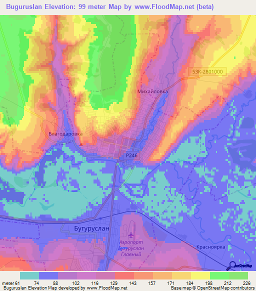 Buguruslan,Russia Elevation Map