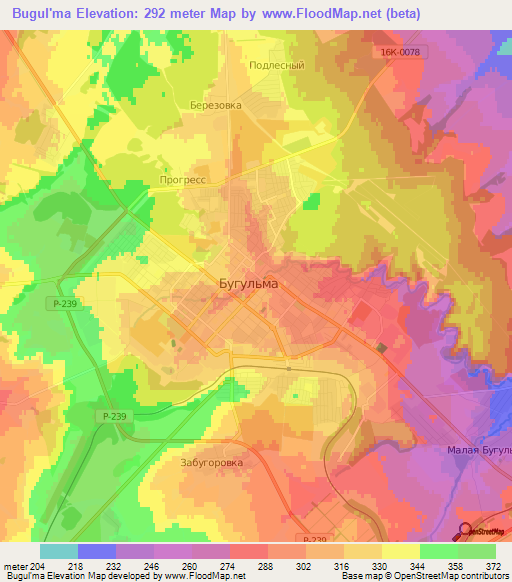 Bugul'ma,Russia Elevation Map