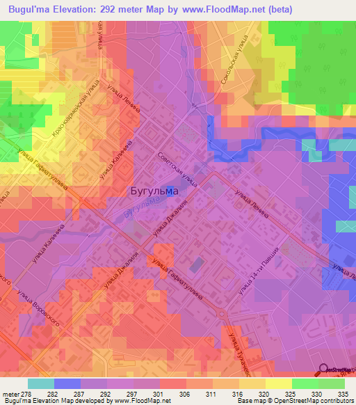 Bugul'ma,Russia Elevation Map