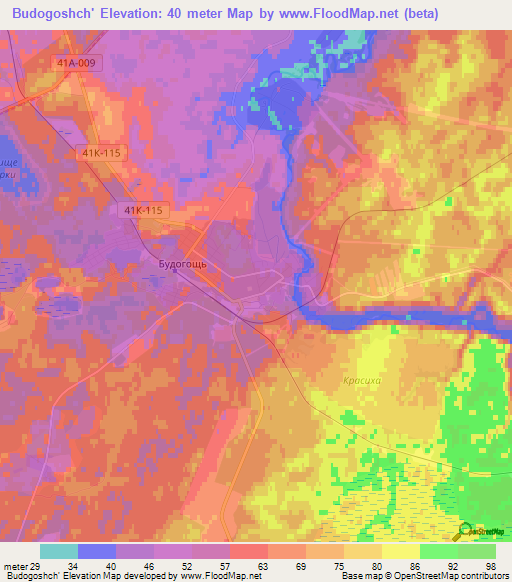 Budogoshch',Russia Elevation Map