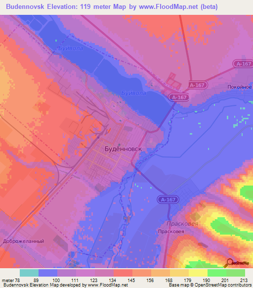 Budennovsk,Russia Elevation Map