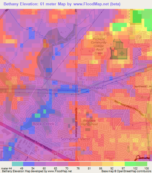 Bethany,US Elevation Map