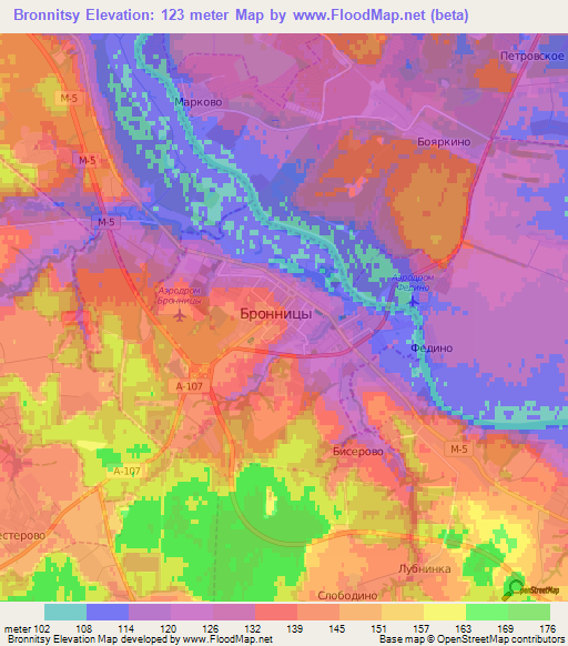 Bronnitsy,Russia Elevation Map