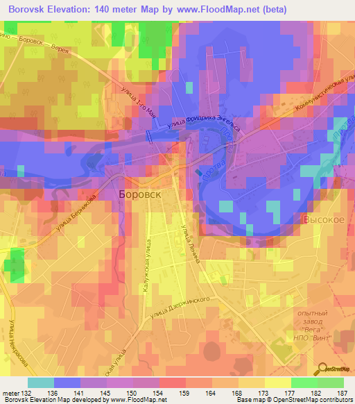 Borovsk,Russia Elevation Map