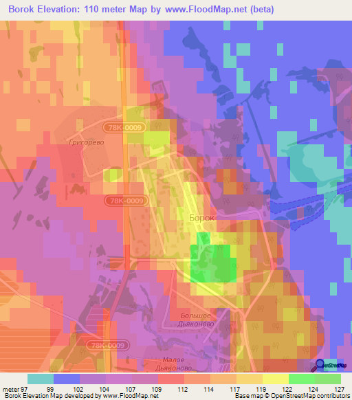 Borok,Russia Elevation Map