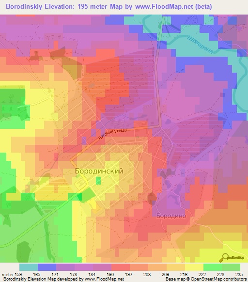 Borodinskiy,Russia Elevation Map