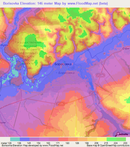 Borisovka,Russia Elevation Map