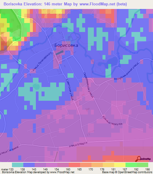 Borisovka,Russia Elevation Map