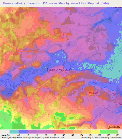 Borisoglebskiy,Russia Elevation Map