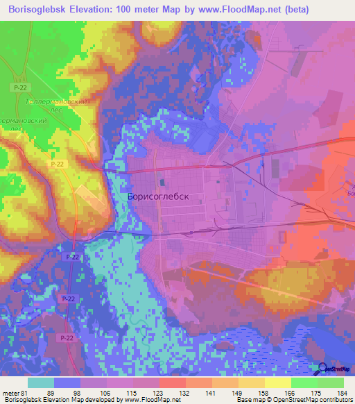 Borisoglebsk,Russia Elevation Map