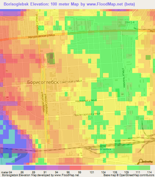 Borisoglebsk,Russia Elevation Map