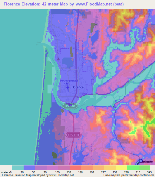 Florence,US Elevation Map