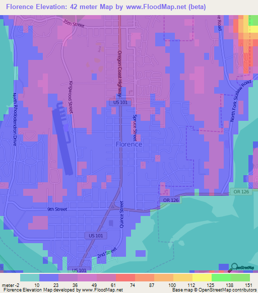 Florence,US Elevation Map