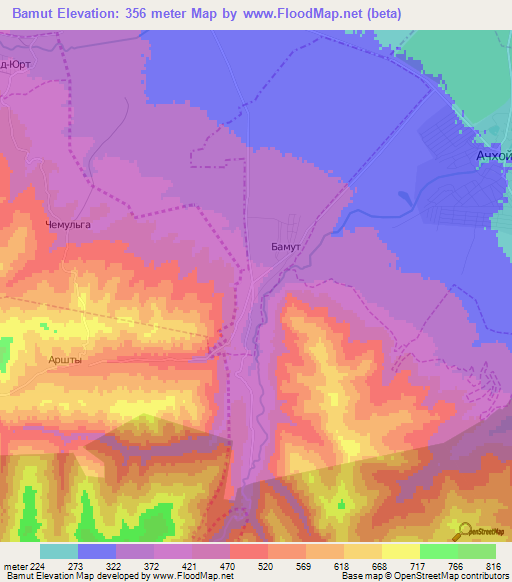 Bamut,Russia Elevation Map