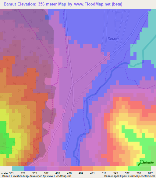 Bamut,Russia Elevation Map