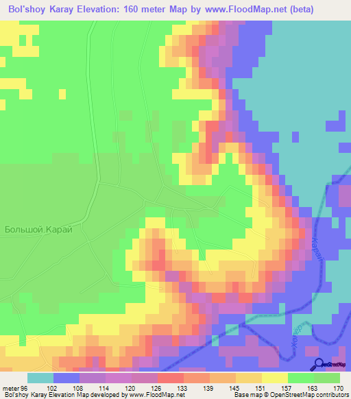 Bol'shoy Karay,Russia Elevation Map