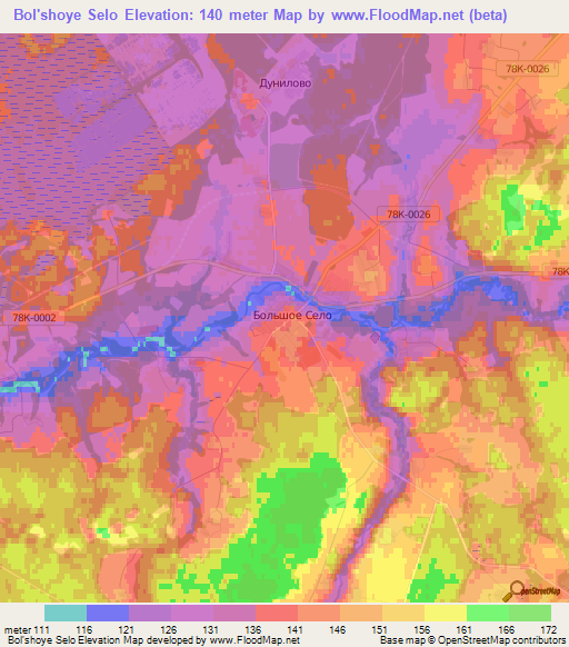 Bol'shoye Selo,Russia Elevation Map