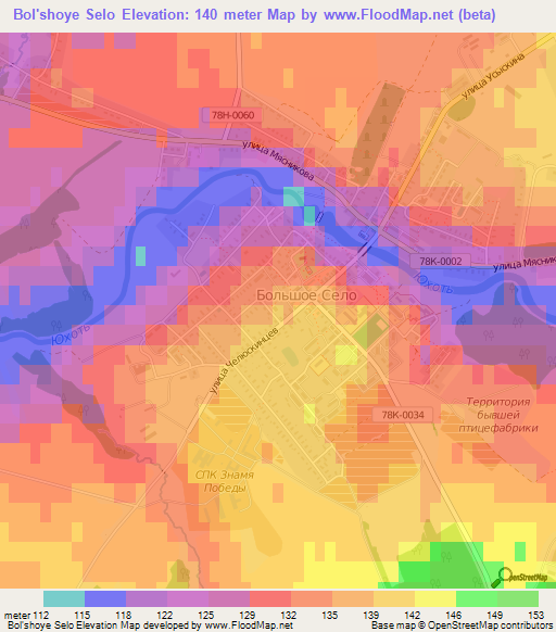 Bol'shoye Selo,Russia Elevation Map