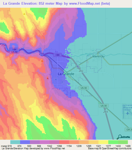 La Grande,US Elevation Map