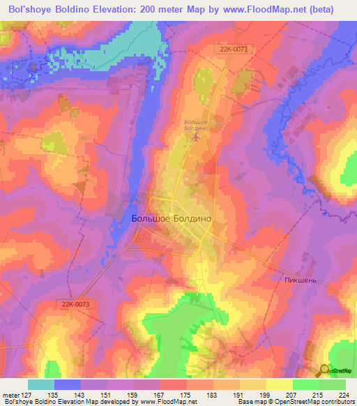 Bol'shoye Boldino,Russia Elevation Map