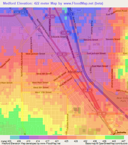 Medford,US Elevation Map