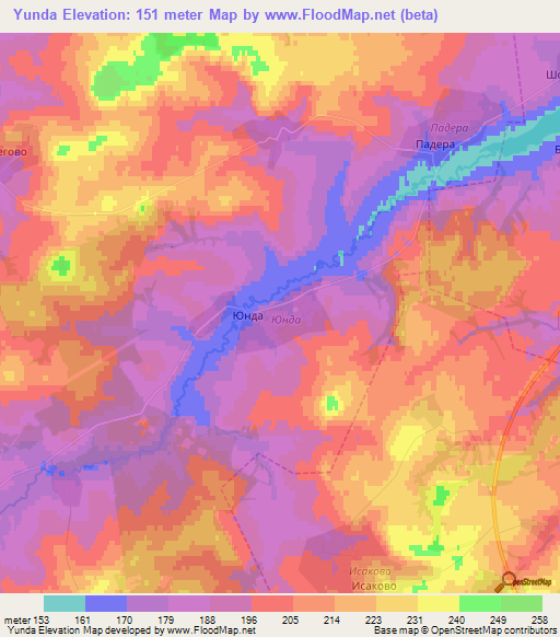 Yunda,Russia Elevation Map