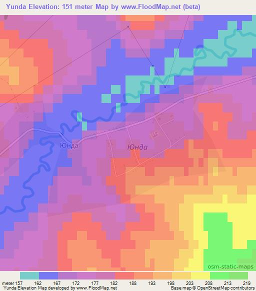 Yunda,Russia Elevation Map