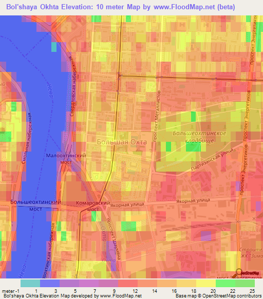 Bol'shaya Okhta,Russia Elevation Map