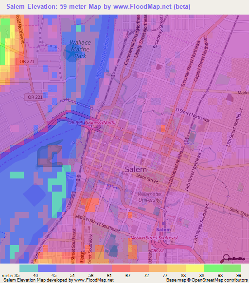 Salem,US Elevation Map