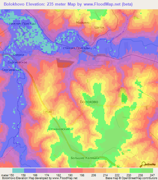 Bolokhovo,Russia Elevation Map