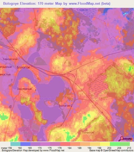 Bologoye,Russia Elevation Map