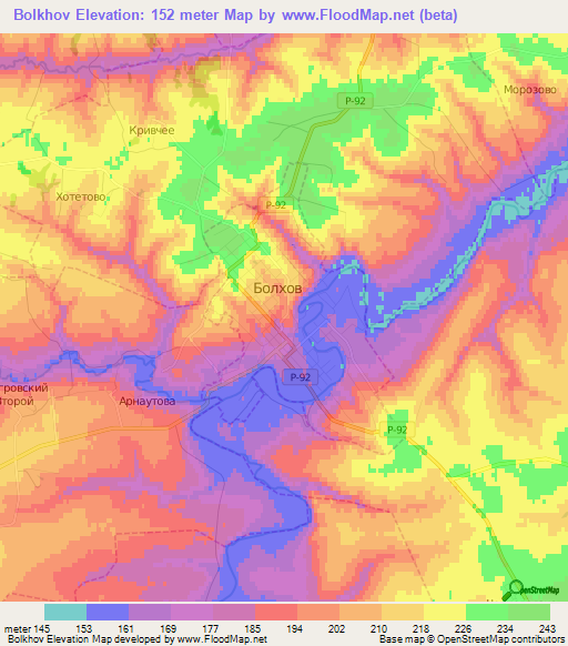 Bolkhov,Russia Elevation Map