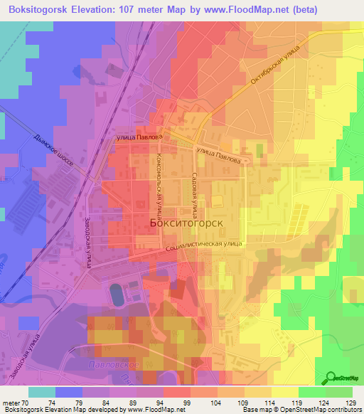 Boksitogorsk,Russia Elevation Map