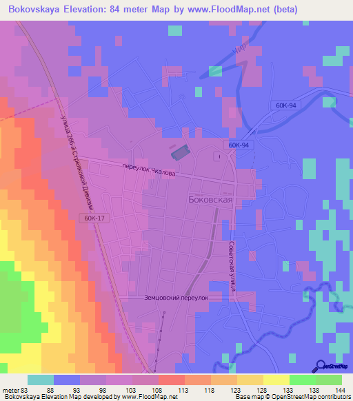 Bokovskaya,Russia Elevation Map
