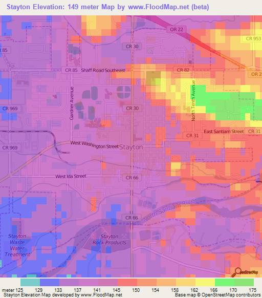 Stayton,US Elevation Map