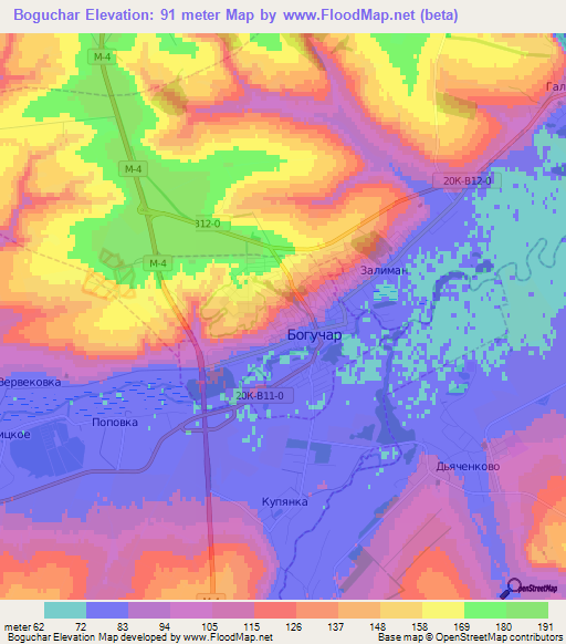 Boguchar,Russia Elevation Map