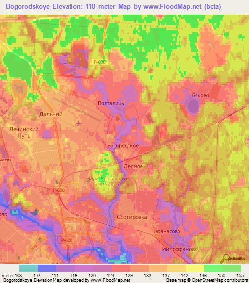 Bogorodskoye,Russia Elevation Map