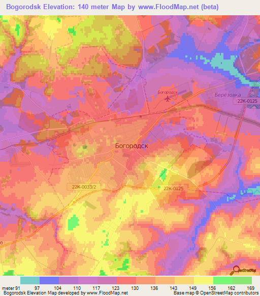 Bogorodsk,Russia Elevation Map