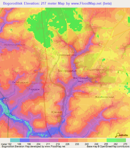 Bogoroditsk,Russia Elevation Map