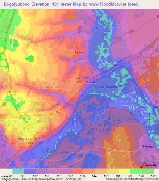 Bogolyubovo,Russia Elevation Map