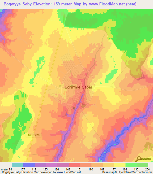 Bogatyye Saby,Russia Elevation Map