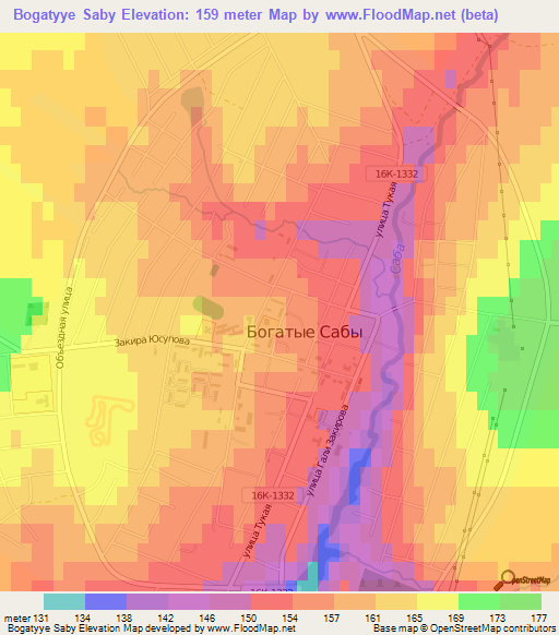 Bogatyye Saby,Russia Elevation Map