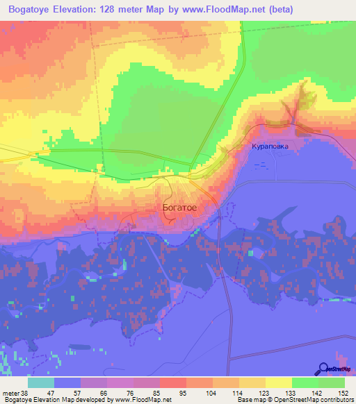 Bogatoye,Russia Elevation Map