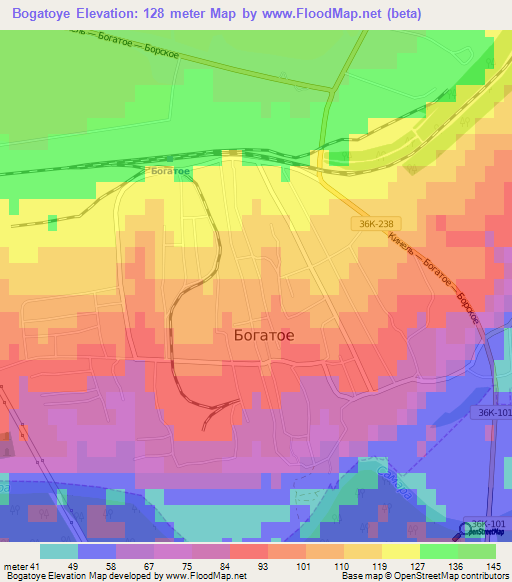 Bogatoye,Russia Elevation Map